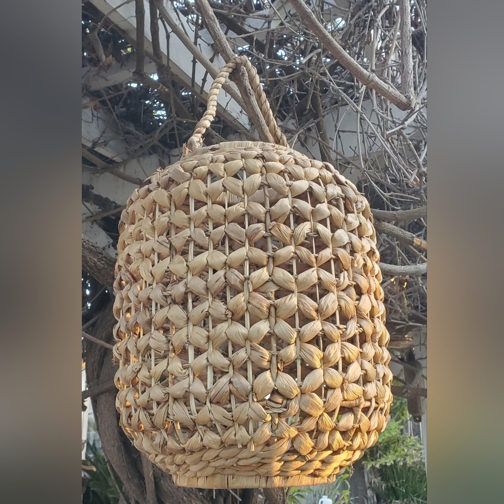 Water Hyacinth/Seagrass Knitted Basket Lamp Cover